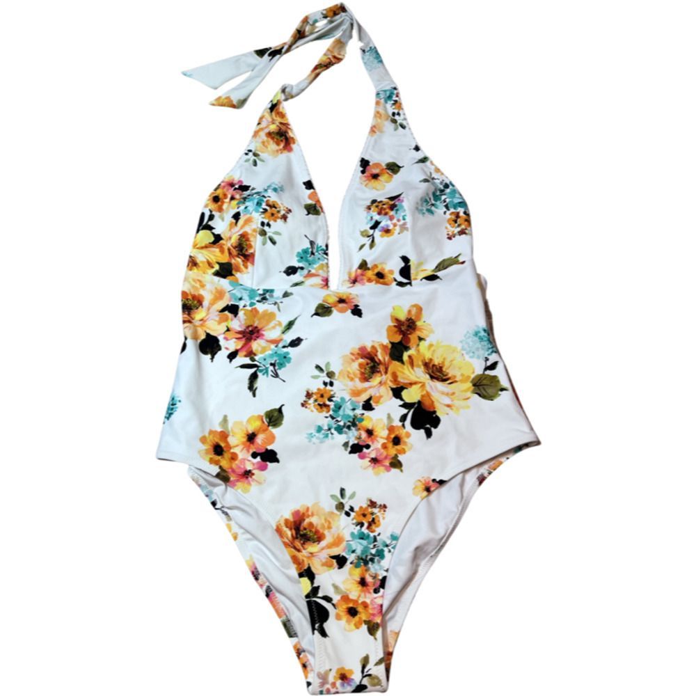 CUPSHE White Floral One Piece Swimsuit Size XXL